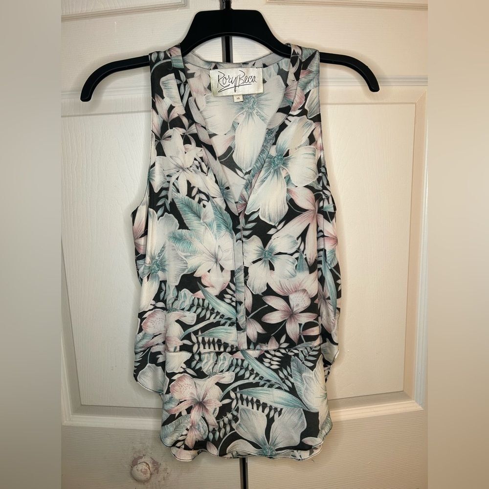 Rory Beca Silk Tropical Tank Top Sz XS Resort Wear